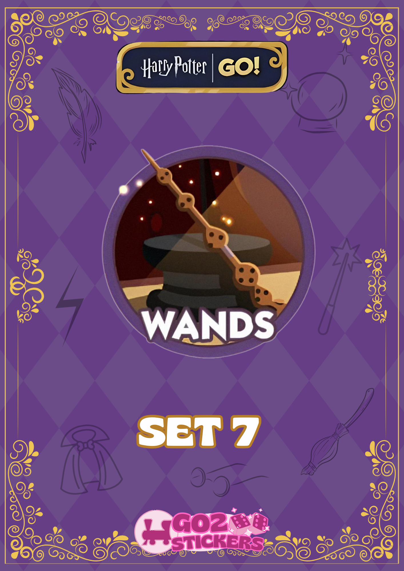 SET 7 (Wands) Harry Potter Set - Monopoly GO! Stickers