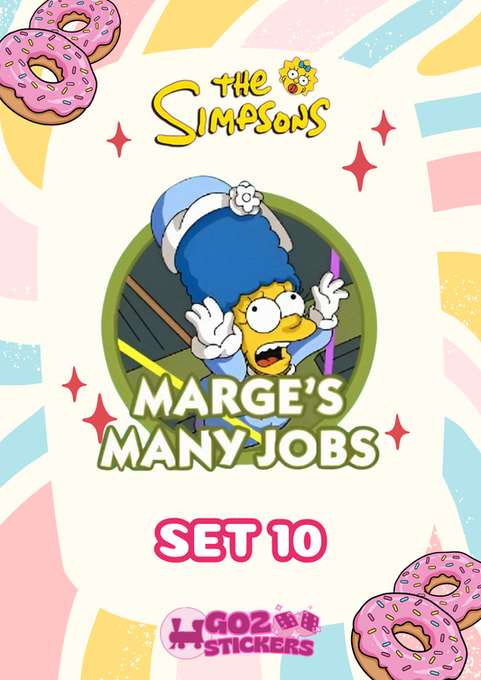SET 10 (Marge's Many Jobs) The Simpsons Album - Monopoly GO! Stickers