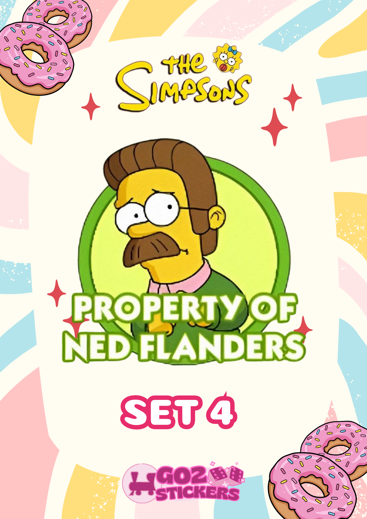 SET 4 (Property of Ned Flanders) The Simpsons Album - Monopoly GO! Stickers
