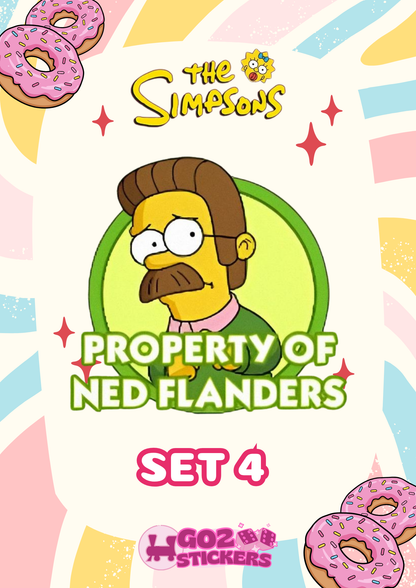 SET 4 (Property of Ned Flanders) The Simpsons Album - Monopoly GO! Stickers