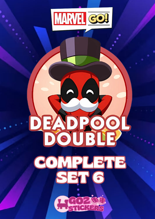 Monopoly Go Set 6 stickers featuring Deadpool Double from the Marvel Go collection.