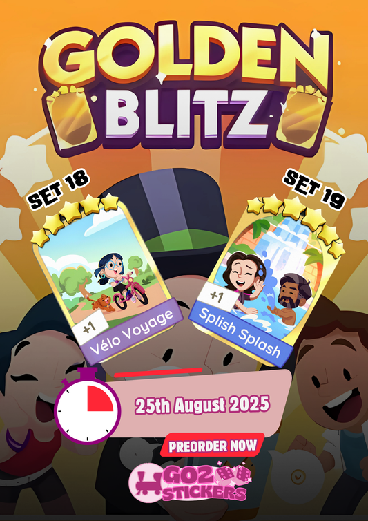 🏆 GOLDEN BLITZ 🏆 (Velo Voyage/Splish Splash)- MONOPOLY GO! STICKERS