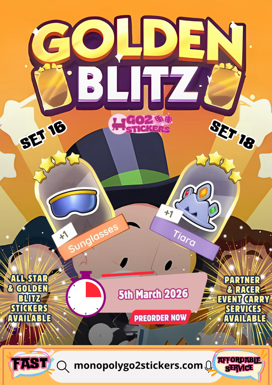 Monopoly Go Golden Blitz - Sunglasses (Set 16) & Tiara (Set 18)